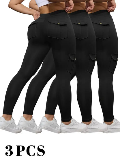 1/3 PCS Washed Print Work Pocket Women Leggings Elastic Butt Lifting Fitness Tights 2025 New Athletic Pants Fashion Streetwear