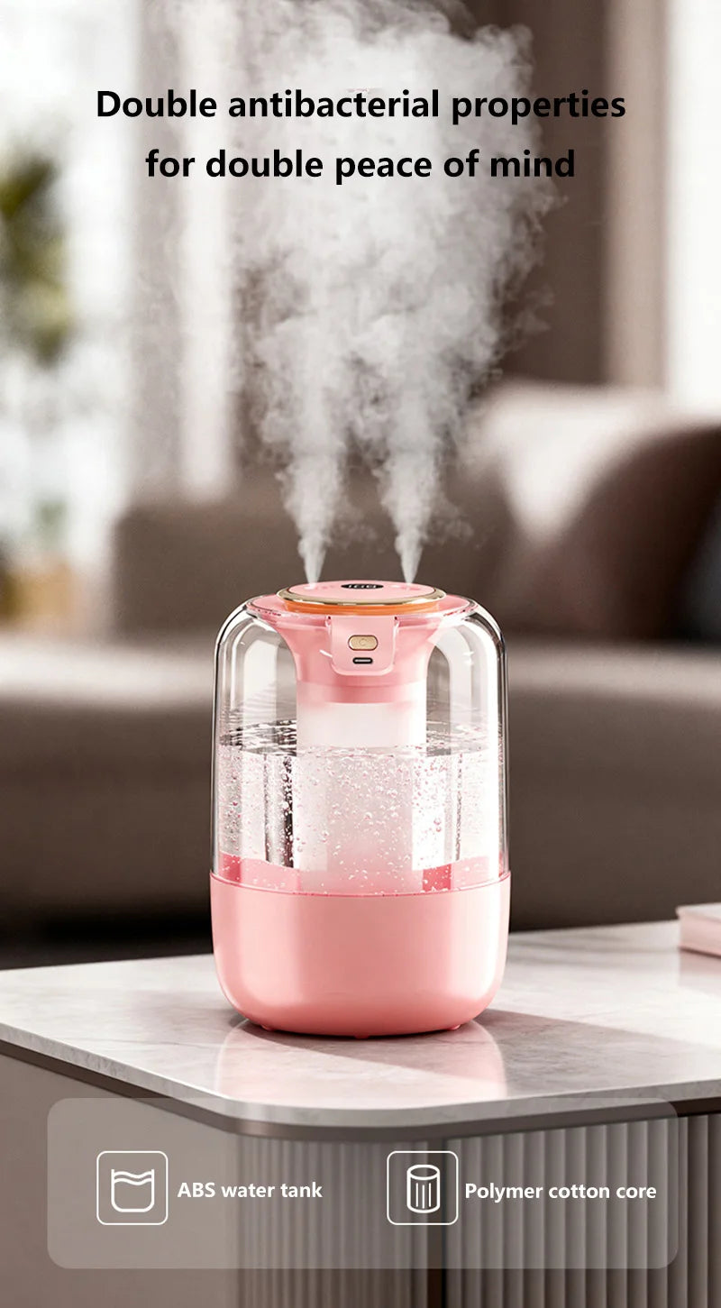 Humidifier USB Double Spray Quiet 2L Large Capacity Humidifier Home Dormitory Office Bedroom Desktop with Night Light