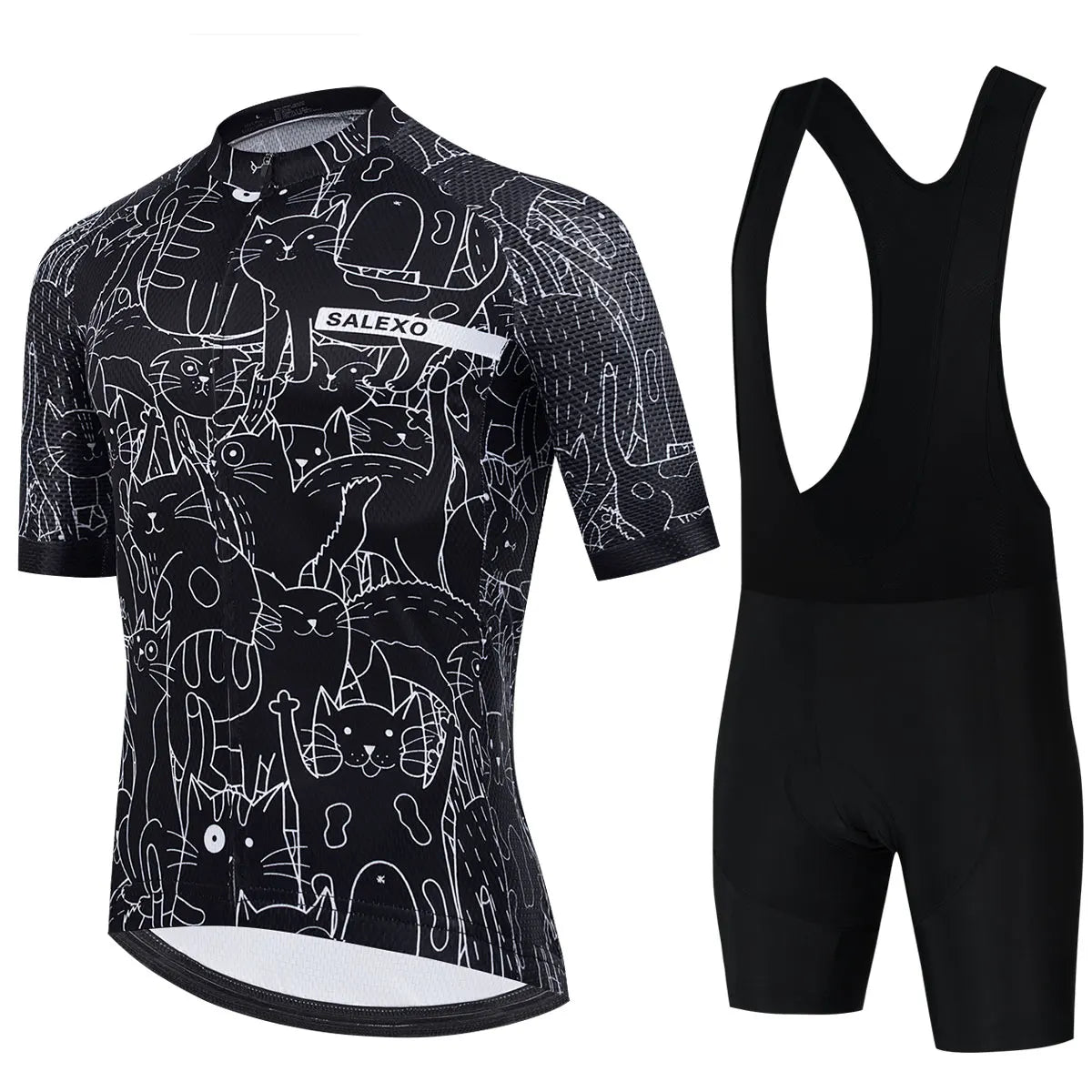 Cat Black and White Cycling Jersey Set Men's Summer Short Sleeve Bicycle MTB Bike Clothing Cartoon Maillot Ciclismo Uniform Suit