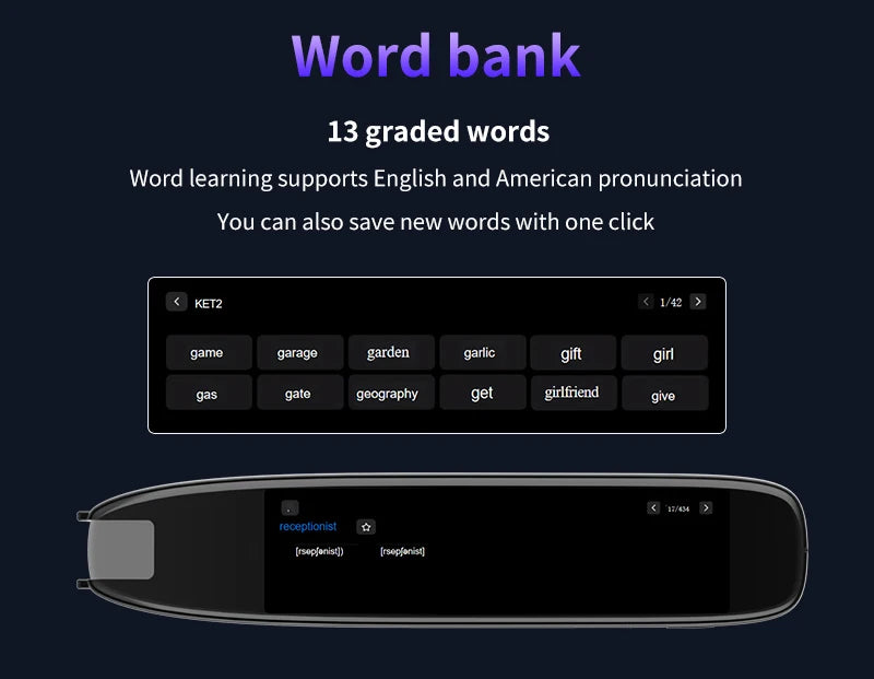 Translation Pen for Dyslexia Scanner Reading Pen 142 Text to Speech Smart Recording Pen Voice Wireless Text Extract Translator
