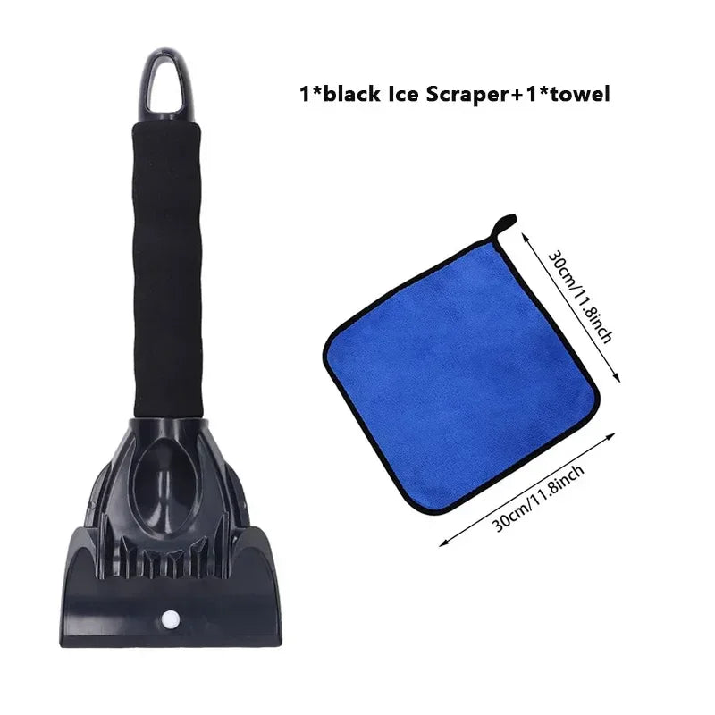 Ice Scrapers for Car Windshield Snow Scraper with Towel Vehicle Snow Frost Removal Tools Mini Snow Ice Brush Shovel Winter Use