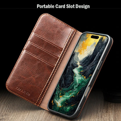 QIALINO Genuine Leather Flip Case for iPhone 17 Bracket Handmade Business Cover with Card Slots for iPhone 17 Pro Max/17 Air