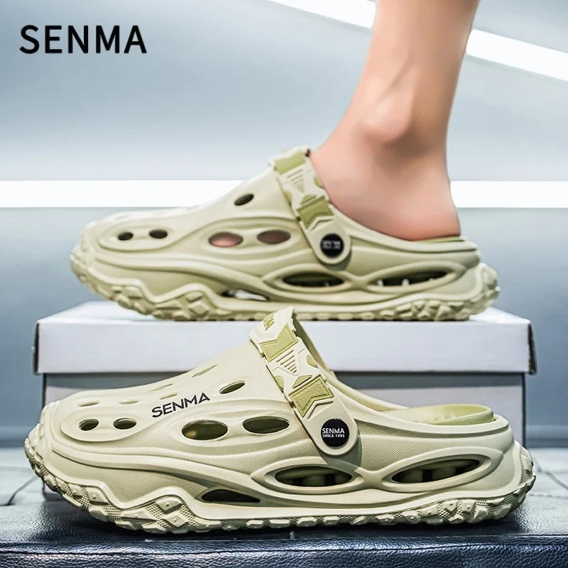 SENMA Summer Men's Thick Bottom Sandals Casual Non-Slip Beach Shoes Comfortable High Elastic EVA Material Men Shoes for Driving