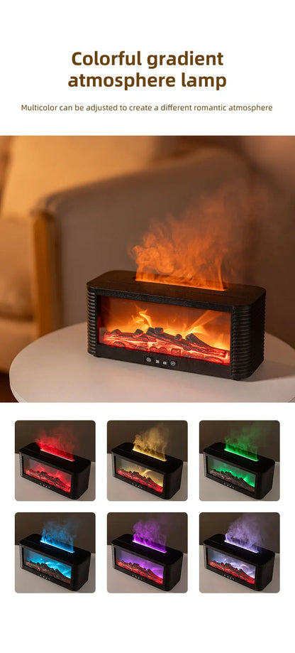 250ml Flame Fireplace Aroma Humidifier Colorful Light Aromatherapy Essential Oil Diffuser with Timed Auto Off for Home Bedroom