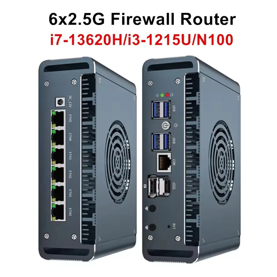 Topton Intel Core i7 13620H i3 1220P N300 3 100U Firewall Mini PC 6x2.5G LAN DDR5 NVMe Proxmox pfSense OPNsense Mini Computer