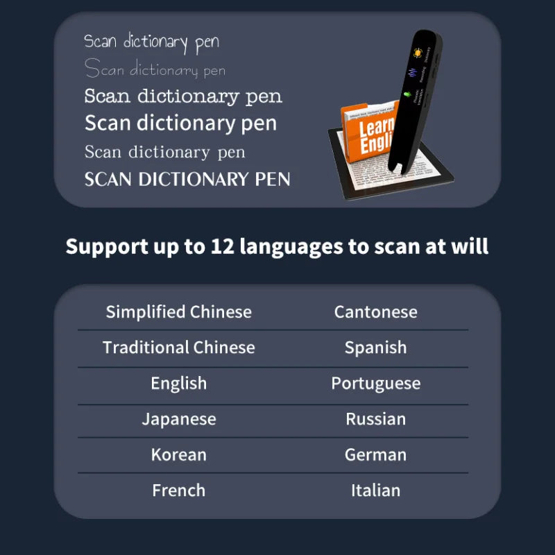 Translation Pen For Teacher Student Smart Voice Scan Translator Pen Multifunction Dictionary Translation Business Travel Abroad