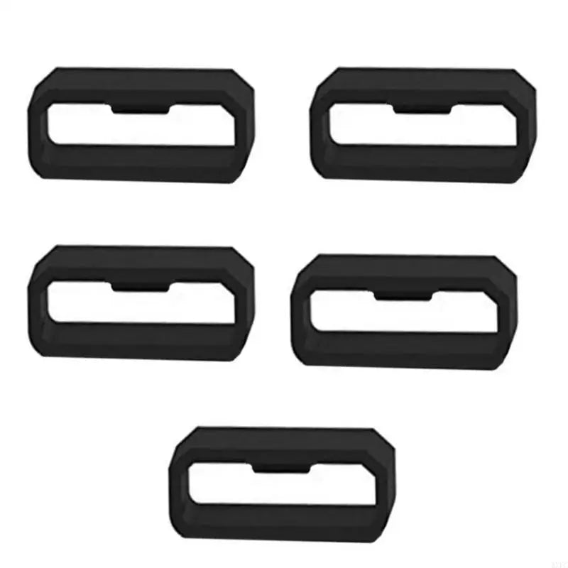 5Pcs 20/22/26mm Rubber Watchbands Black Strap Loop Ring Silicone Watch Bands Accessories Holder For Garmin Fenix7 7X 6X 6 5X 5