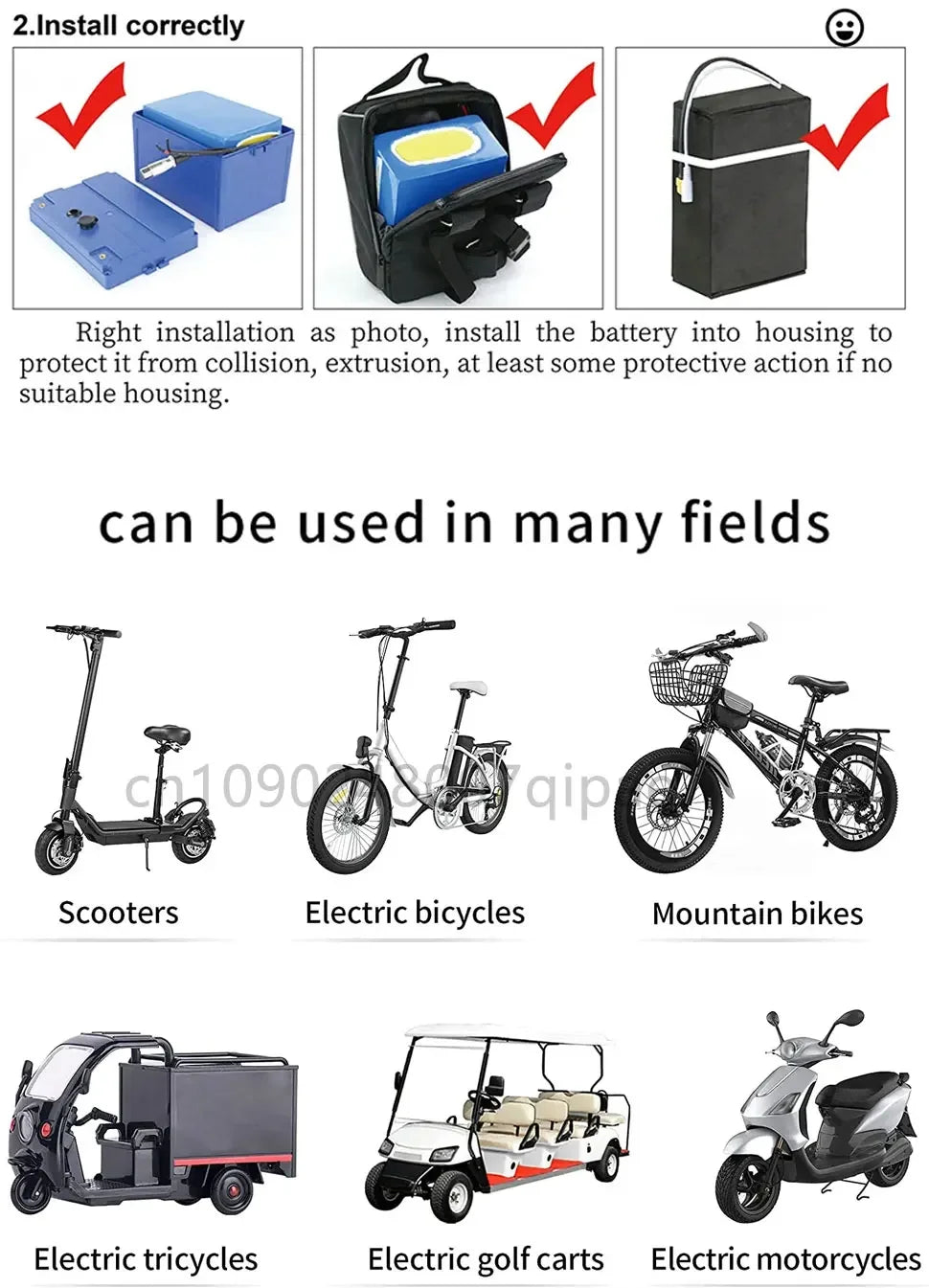 36V 18AH 15AH 12AH 9AH Rechargeable Lithium Battery Pack 100-1300W Electric Motorcycle Scooter Bicycle with BMS Battery Pack