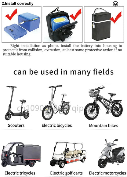 36V 18AH 15AH 12AH 9AH Rechargeable Lithium Battery Pack 100-1300W Electric Motorcycle Scooter Bicycle with BMS Battery Pack