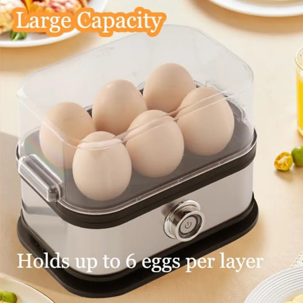 200W Power Eggs Boiler Space Saving Auto Shut-Off Smart Egg Cooker 6 Eggs Capacity Stainless Steel Rapid Egg Cooker2026new