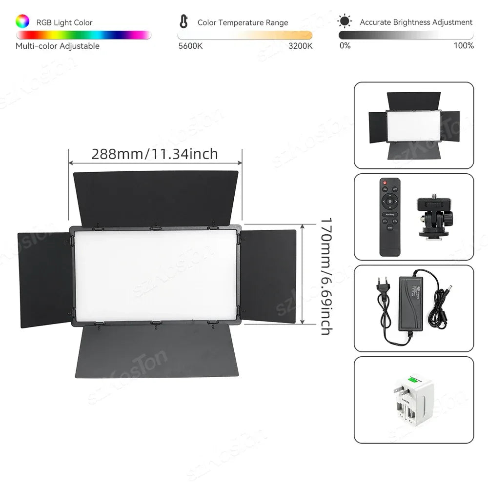 RGB Photography Video LED Fill Light Panel Photo Studio Lamp Kit For Video Recording Shoot Youtube Tiktok Live Streaming Lamp