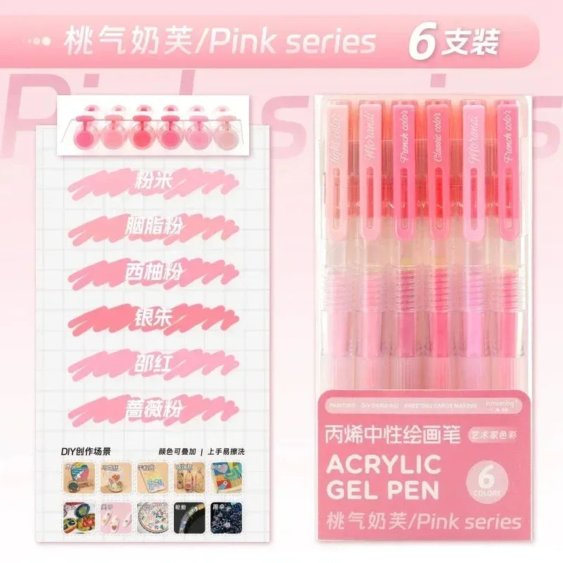 150/6 Colors Acrylic Gel Pen Student Diary Scrapbook Painting DIY Gel Pen Set Color Drawing Doodling Art Markers School Supplies