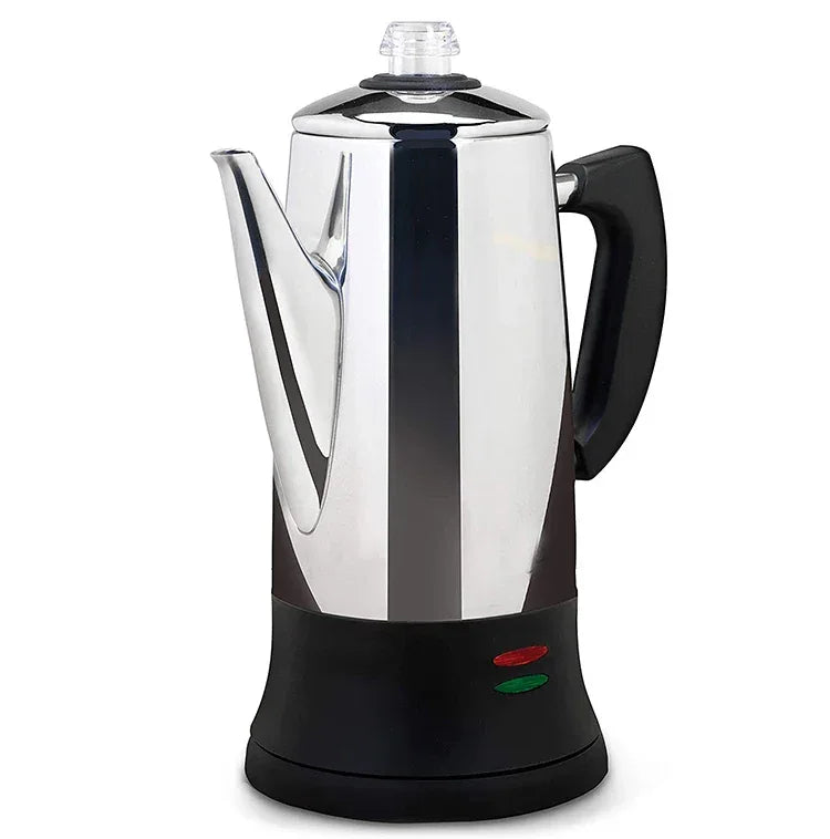 1.8L Electric Coffee Percolator 12 Cup Stainless Steel Coffee Pot with Keep Warm Function Reusable Filter Basket Coffee Maker
