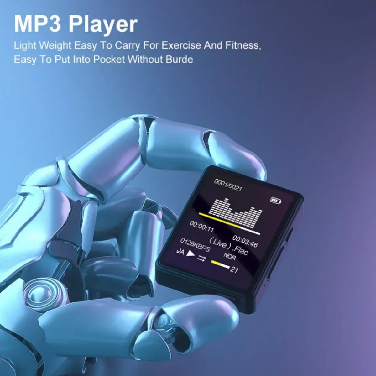 1.8-inch portable MP3 MP4 music player with Bluetooth 5.0 internal speaker compatible up to 128 Gb