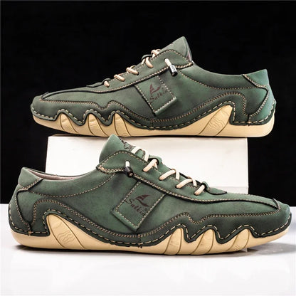 2024 Hand Sewn Leather Shoes for Men Light Outdoor Walking Casual Shoes Big Size 47 48 Slip-On Driving Loafers Men