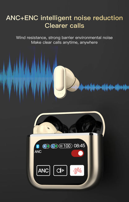SE60 High quality Touch Screen ANC Wireless Earphones TWS Noise Cancelling Earbud Bluetooth 5.3 Long Battery life HiFi Headphone