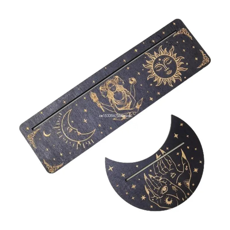 Wooden Stand for Tarot Moon Shape Rectangle Card Set Altar Stand Wood Display Witch Divination Tools Game Accessories Wholesale