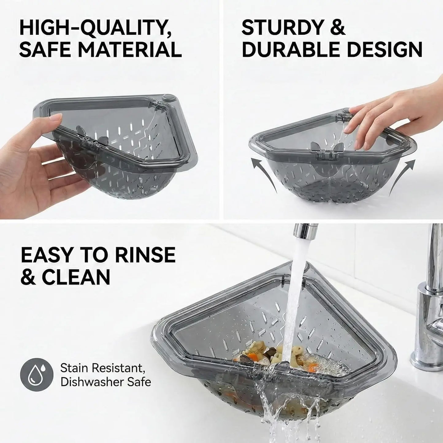 Creative Triangular Sink Drain Basket Transparent Multifunction Kitchen Organizer Hanging Filter Mesh Basket Sink Gadgets