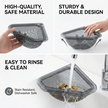 Creative Triangular Sink Drain Basket Transparent Multifunction Kitchen Organizer Hanging Filter Mesh Basket Sink Gadgets