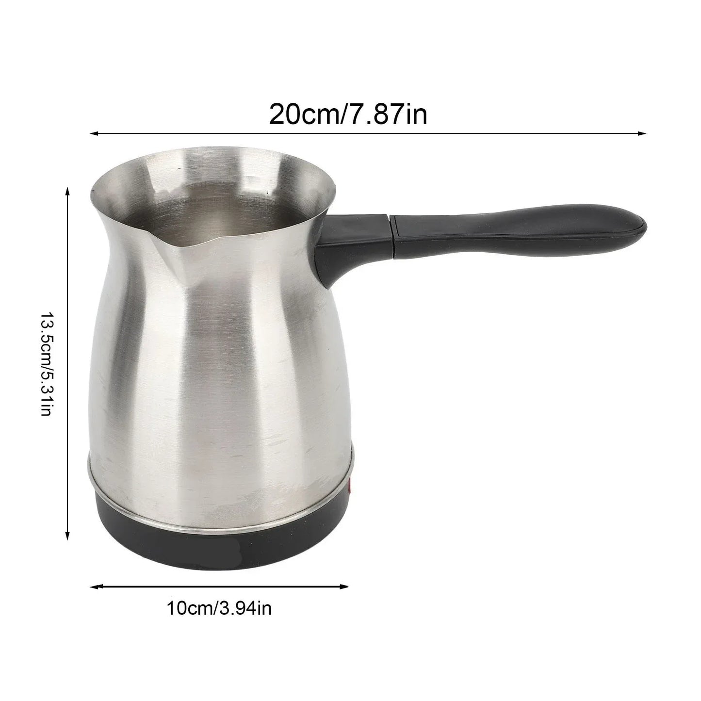 600ML Stainless Steel Electric Coffee Pot with Ergonomic Handle Turkish Coffee Maker Kettle for Home