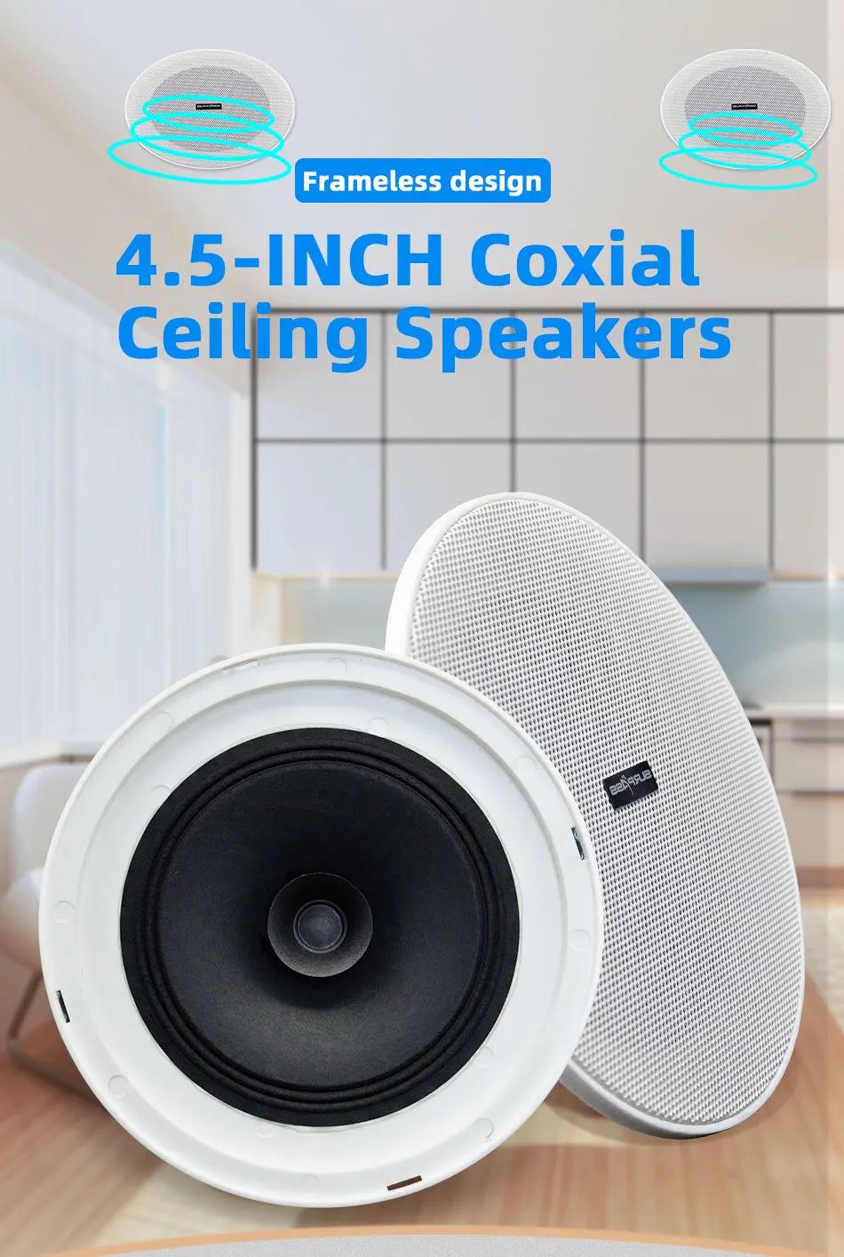 Bluetooth Wall Amplifier Smart Home Audio Mini Touch Screen 4*20W Stereo Sound Music PA System Loudspeaker Ceiling Speaker  suit