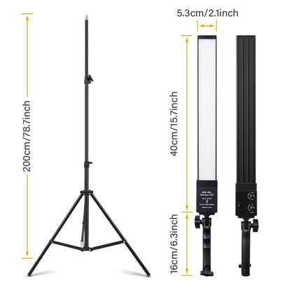Photography Lighting Stick, LED Video Light Kit with Stand Dimmable Bi-color 3200-5500K for Live Streaming Portrait Vlog, 50W