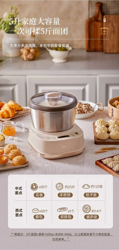 5L Electric Dough Mixer Household Timing Dough Kneading Machine Stand Mixer Microcomputer Control Flour Fermentation Mixer