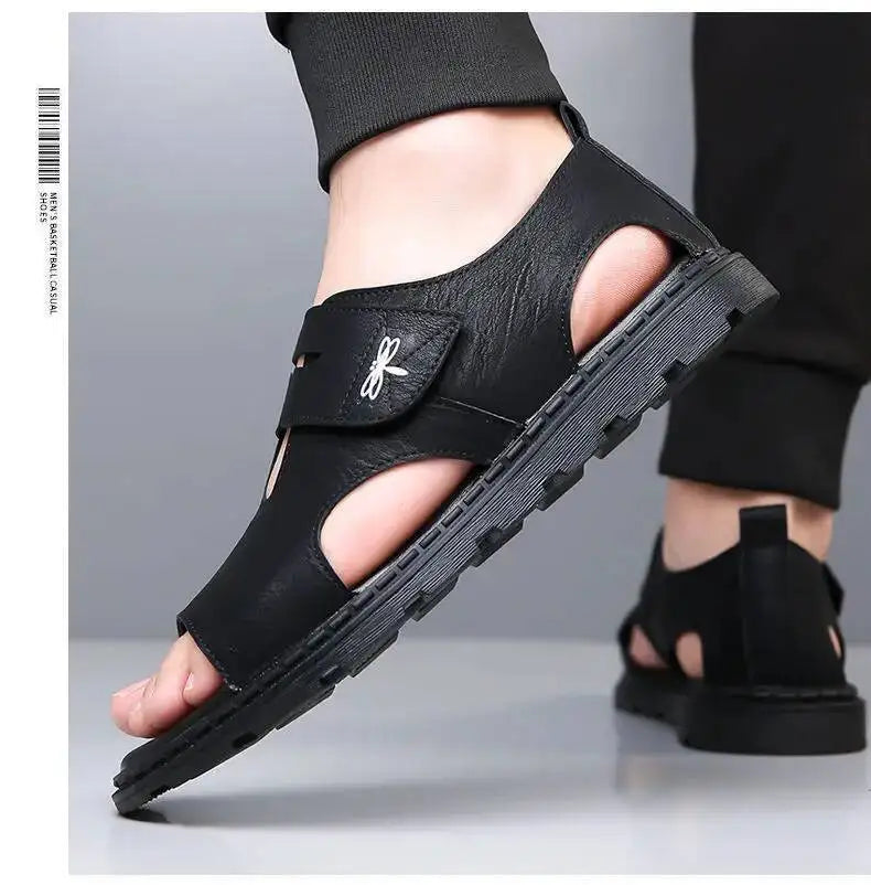2025 New Fashion Brand Roman Sandals For Men Soft Sole Comfortable High-Quality Leather Beach Men's Casual Shoes