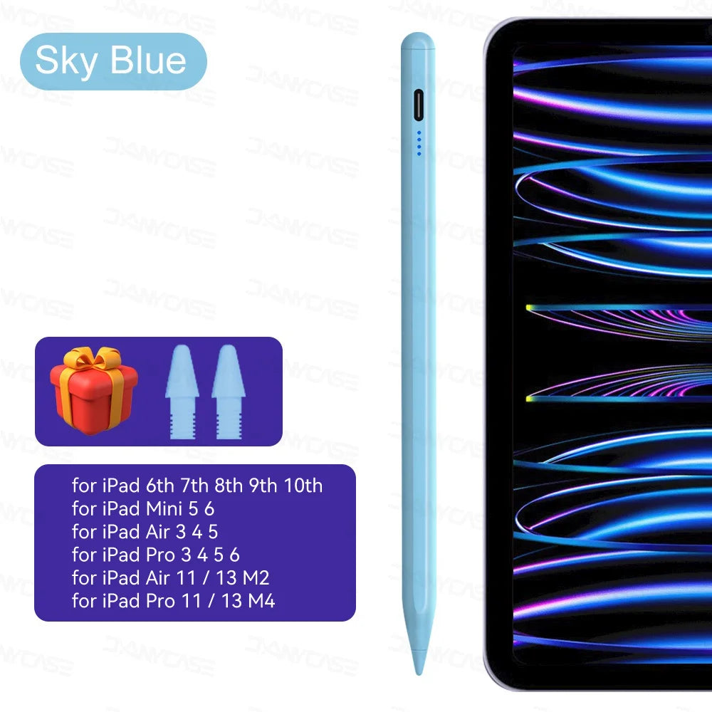 For iPad Air 6 M2 Stylus Pencil with Palm Rejection Tilt iPad Pen for 2024 iPad Pro M4 Pro 11/12.9 iPad 5/6/7/8/9/10th mini 6