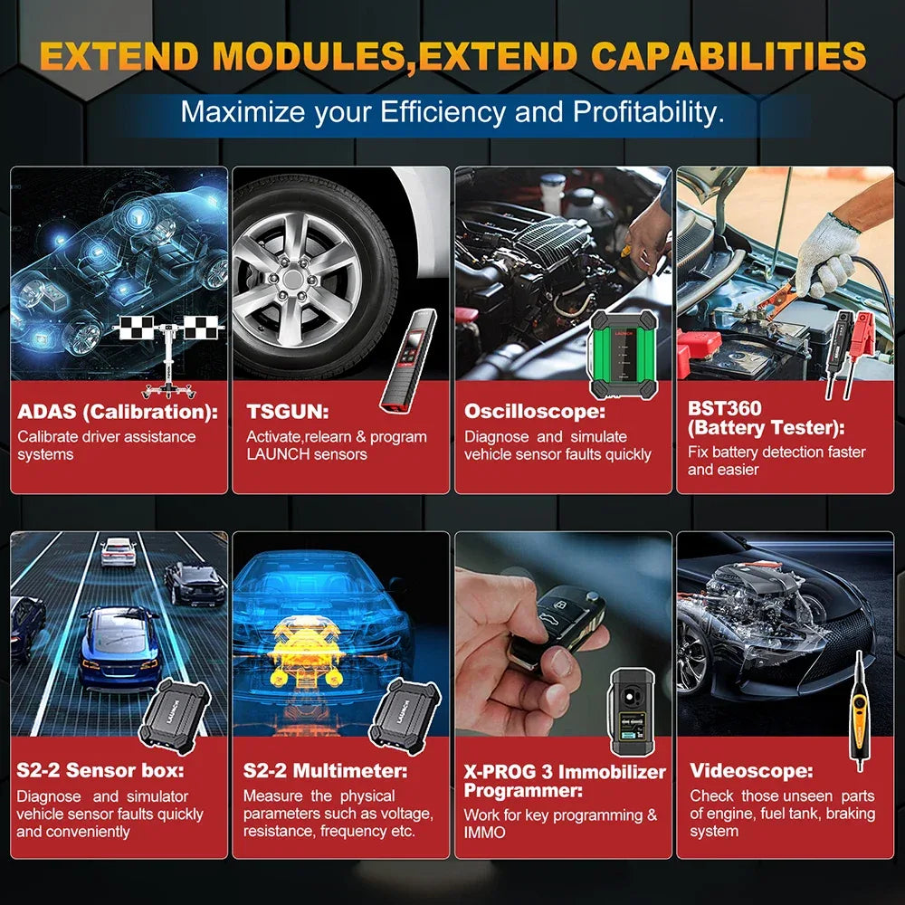 LAUNCH X431 PRO ELITE 8 inch Car Diagnostic Tools Auto OBD OBD2 Scanner All System CAN FD/DOIP Active Test 31 Reset ECU Coding