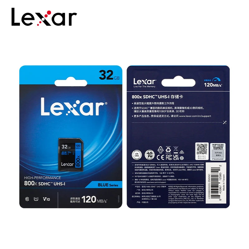 Lexar SD Card 800x Pro Read 150MB/s SDXC Flash Card 64GB 128GB 256GB V30 UHS-I SDHC 32GB Memory Card Storage Card For Camera