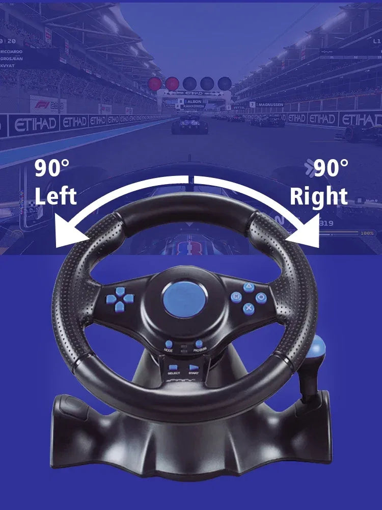 DATA FROG Racing Steering Wheel Vibration Controller Sim Racing Wheel with Pedals for PC Gaming Console Universal Gamepad