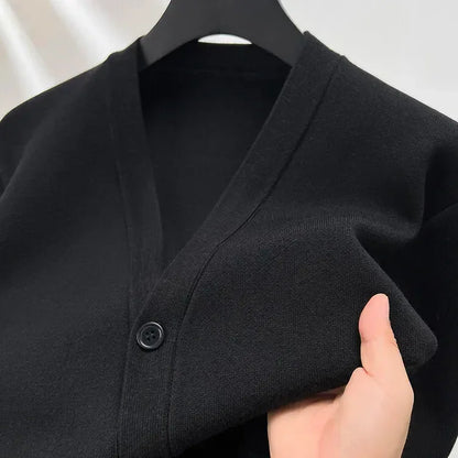 Men's  Autumn and Winter Casual Design Cardigan Thick Long Sleeved Button Up Jacket Cardigan Sweater