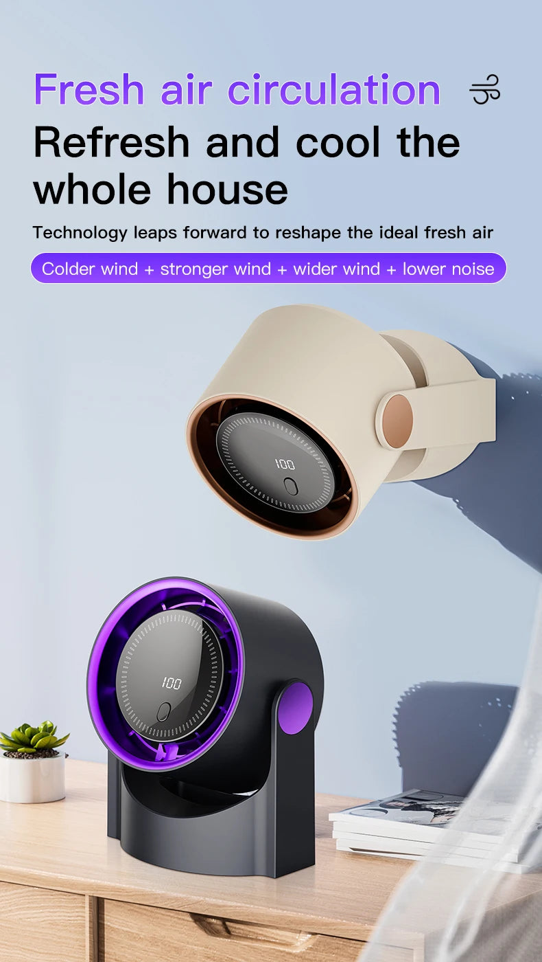 Mini Desktop Circulating Fan 4 Speed Wind Control Electric High-speed Fan USB Rechargeable Mini Circulating Cooling Fan