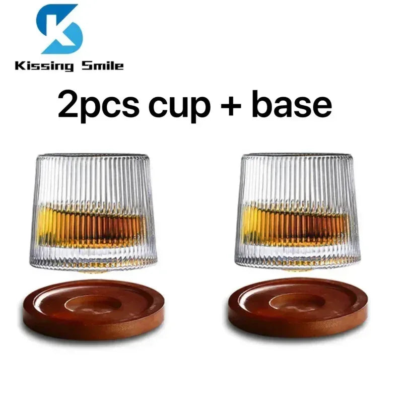 Creative Whiskey Glasses Durable Spinning Glassware Cocktails Wine Brandy Cup Water Juice Tea Mug Party Drinking Glass Tumbler