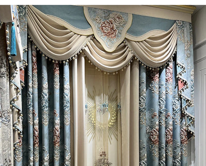 High-end AtmosphereCurations for Living Room American French Large Relief Jacquard Finished European Bedroom Blackout Curtain