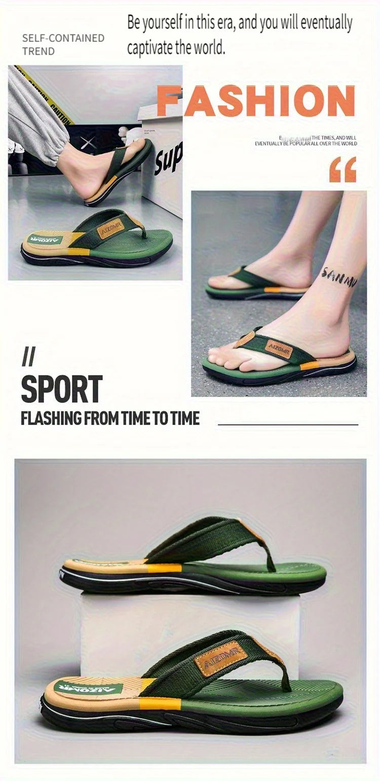 Men's Slippers, Summer Outer Wear Flip-Flops, Men's Non-Slip Flip-Flops, Deodorant Beach Sandals, Men's Style