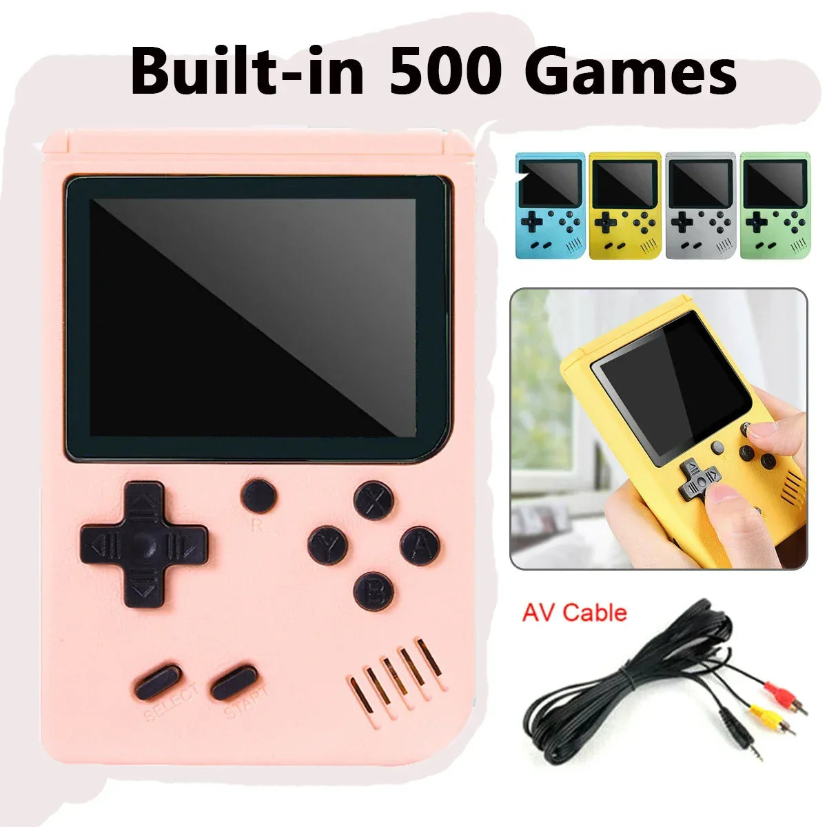 Retro Portable Mini Handheld Video Game Console 8 Bit 3.0 Inch Color LCD Kids Color Game Player Built in 500 Games