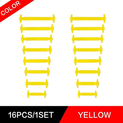 New 16Pcs Elastic Shoe Laces All Sneakers Silicone Stretch Shoelaces Unisex Fashion No Tie Shoelace Rubber Band Shoelaces