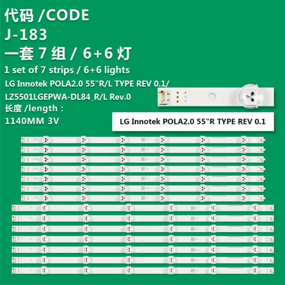 14PCS/LED Backlight Lamp strip 12leds For LG 55" TV 55LN5400 55LN5200 INNOTEK POLA2.0 55 Innotek POLA 2.0 55 55la620v 55LN549C
