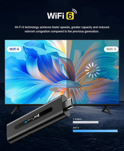 Android TV Stick Set Top Box 8K Dual WiFi 6 Quad Core BT5.0 HDR+10 Google Assistant for Netflix YouTube iptv H313 Media Player