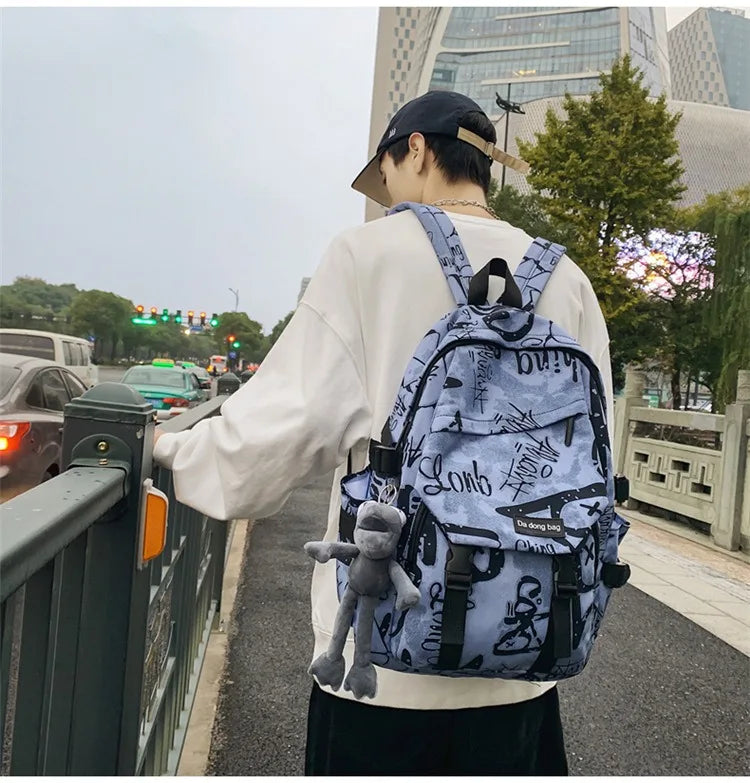 middle high school backpack for teenage boys cool school bag college student backpack large capacity schoolbag for boy cute doll