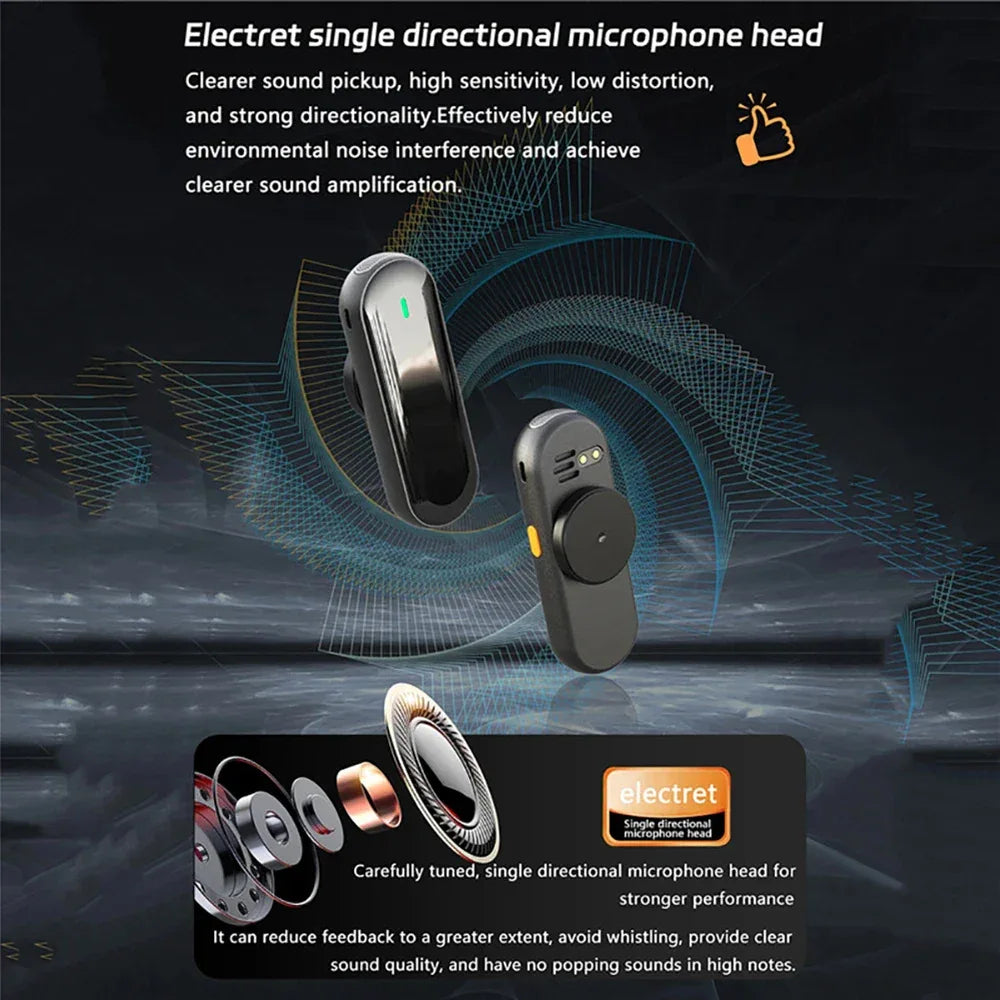 Mini Wireless Microphone Amplifier with Charging Case Lavalier Microphone Megaphone Speaker for Teachers Tour Guides Coaches