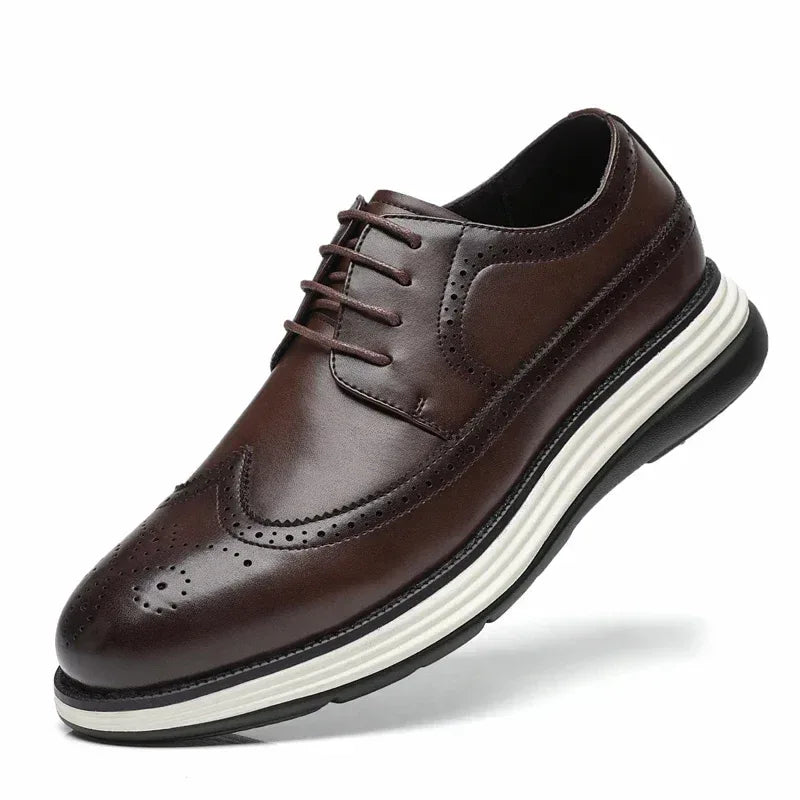 Men's Casual Leather Thick Soled Simple Walking Shoes Fashion Oxford Shoes High End British Style Office Business Dress Shoes