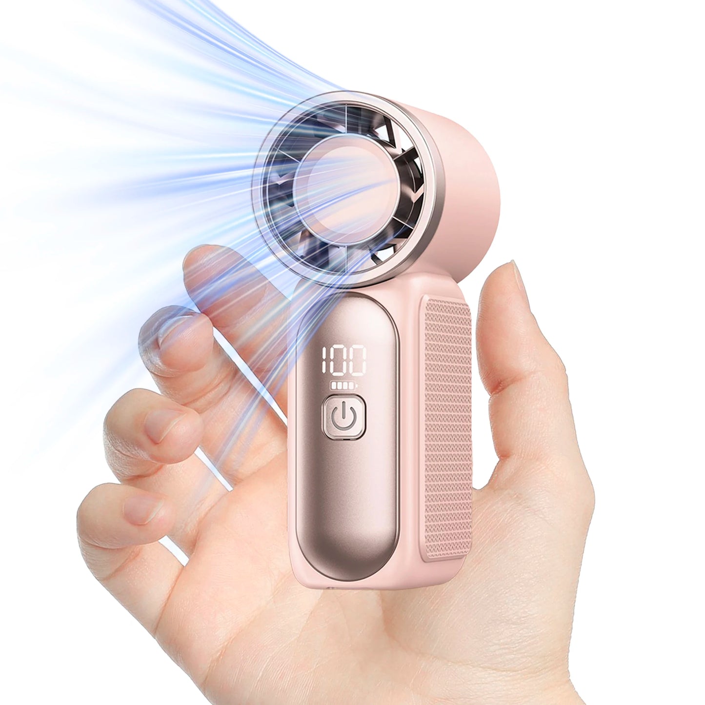 USB Rechargeable Mini Handheld Fan Ultra-Quiet Digital Display Small Electric Fan Powerful Wind Personal Cooling Fan With Light