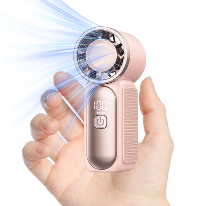 USB Rechargeable Mini Handheld Fan Ultra-Quiet Digital Display Small Electric Fan Powerful Wind Personal Cooling Fan With Light