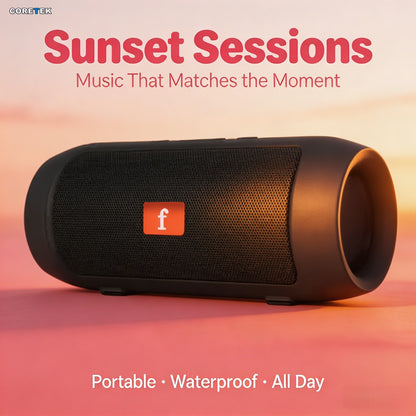 Portable Bluetooth Speaker, Stereo Surround, FM Radio, TF Card, 1200mAh Battery, 10m Range, Mini for Travel & Home