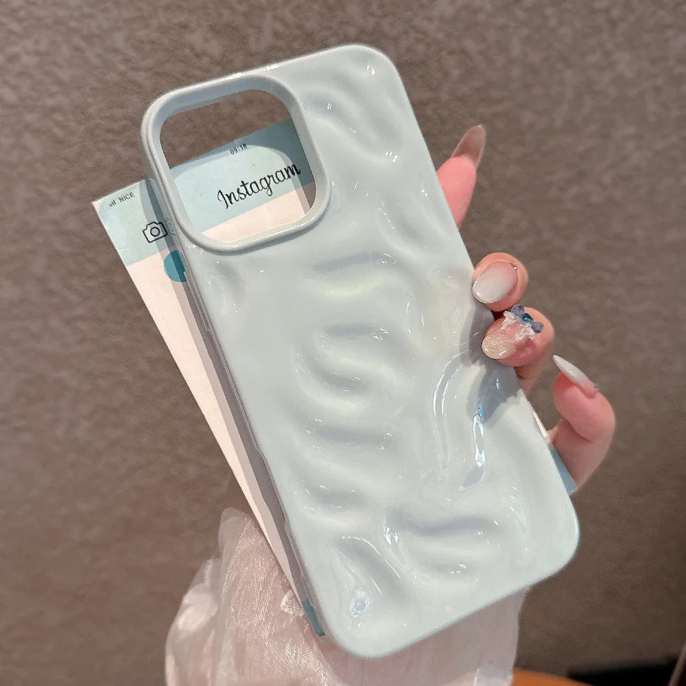 Luxury Soft Silicone For iPhone 11 12 13 14 15 16 17 Pro Max Plus Wave Fold Pattern Candy Bumper Back Cases Protective Cover
