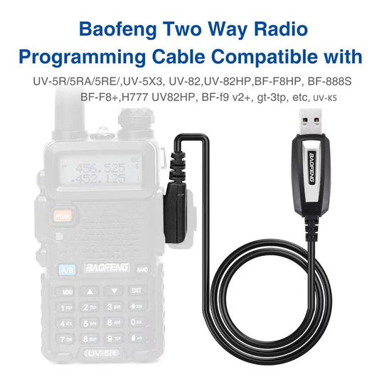 USB Programming Cable For Baofeng UV-5R/82/888S/UV-S9PLUS/UV-13/16/17/21 Pro & Quansheng UV-K5/5R Plus Walkie Talkie by PDG ibma