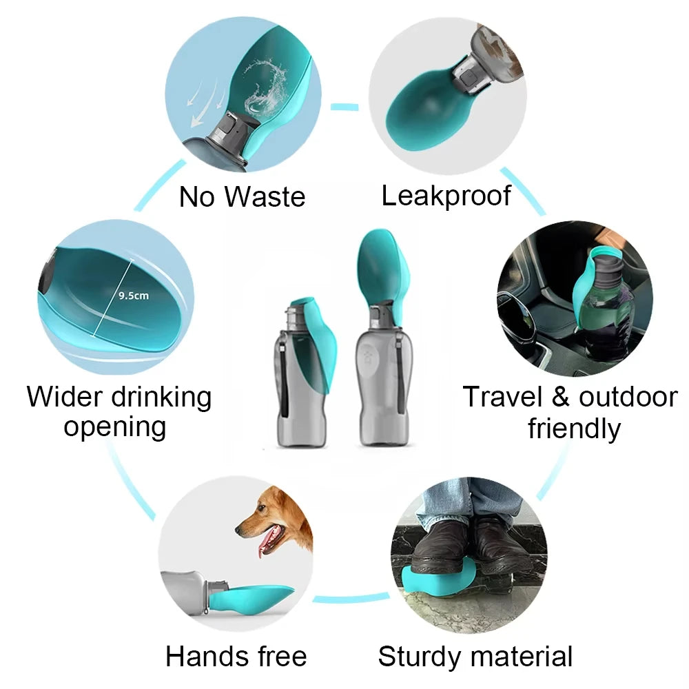800ml Dog Portable Water Bottle for Small Large Dogs Cats High Capacity Outdoor Travel Drinking Foldable Bowls Labardor Supplies